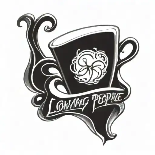 A Coffee Cup Morphing Into A Heart Shape With The Words 'Loving People' In Cursive Script