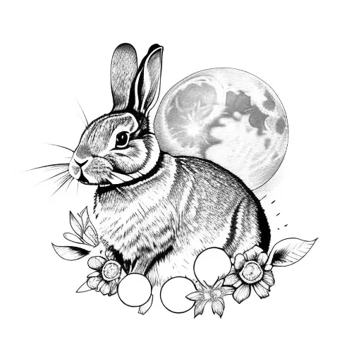 Rabbit Sitting In Moon