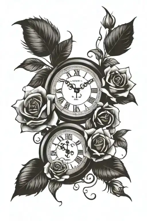 Clock With 3 Roses