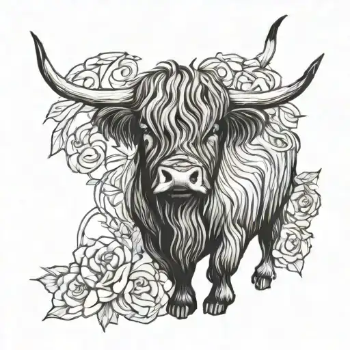Highland Cow Art Nouveau