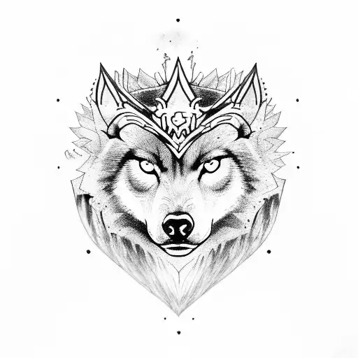 Half Aries Half Wolf With Kings Crown