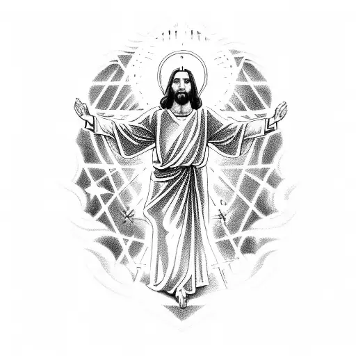Jesus Depicted As A Powerful Spiritual Figure Surrounded By Celestial Elements