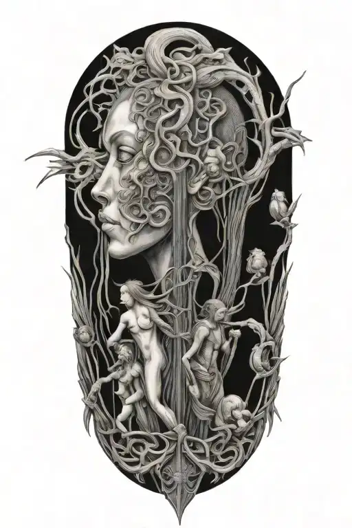 Jean Delville Arts Inspired Tattoo Featuring Characters