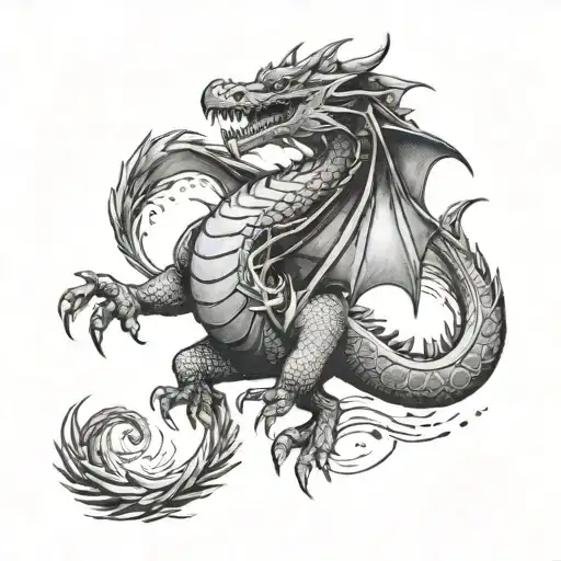 A Tattoo Of A Dragon Running Along The Arm From The Shoulder To The Top Of The Hand
