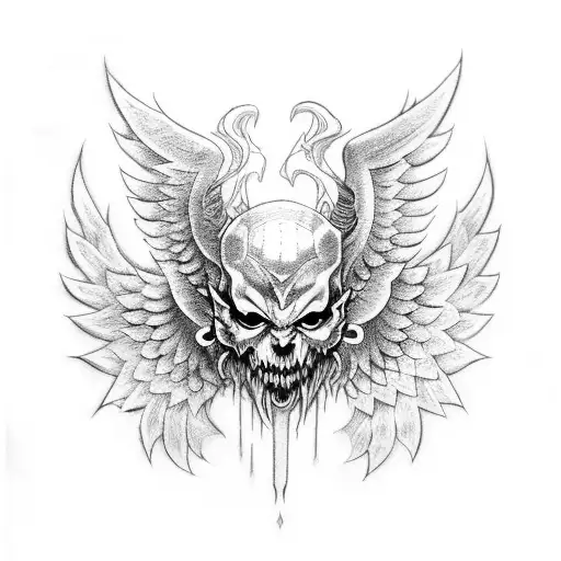 Demon With Wings And Sword