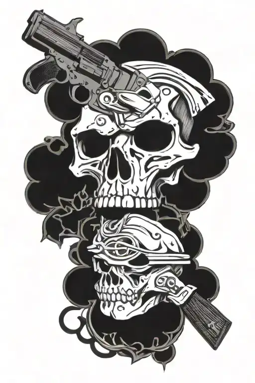 Crossed Revolver And Skull