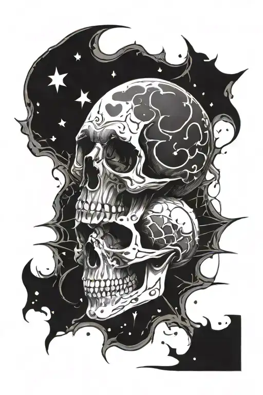 Skull Moon Cosmic Space Sun