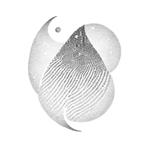Fingerprint Abstract Line Cutout In Crescent Moon Shape