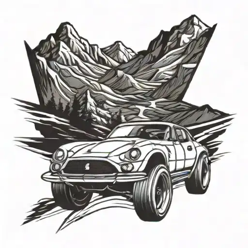 A Sleek Racing Car Speeding Through A Mountainous Landscape