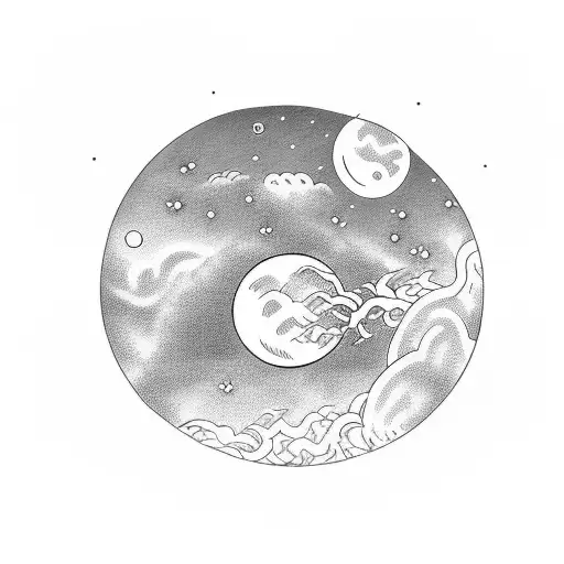 Moon And Night Themed Tattoo For Chest And Shoulder