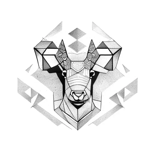 Geometrical Ox With Gemini Symbom On Forehead