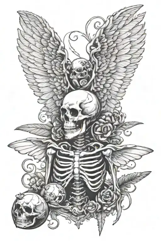 Skeleton With Wings On The Back And A Scoop