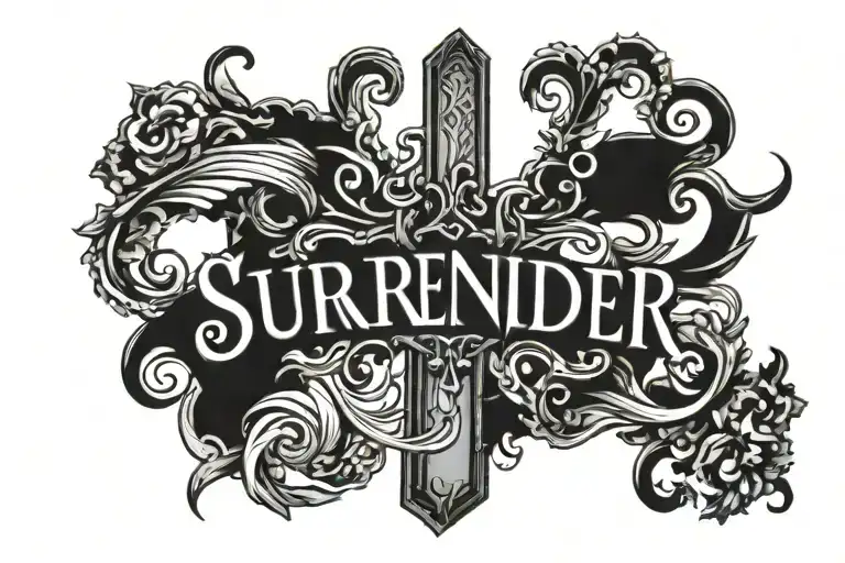 The Word Surrender With A Cross Next To It
