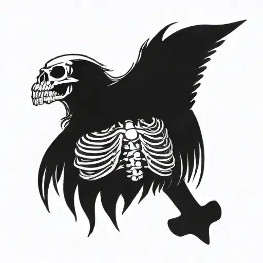 Skeleton With Wings On The Back And A Scoop