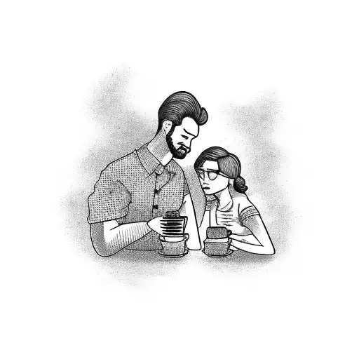 A Romantic Scene Of A Couple Sharing A Cup Of Coffee In A Cozy Cafe