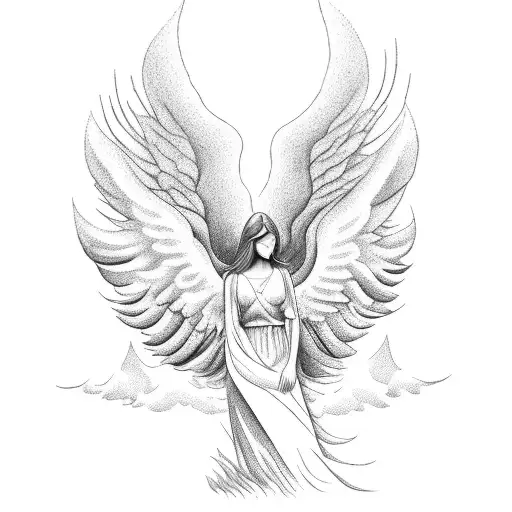 A Majestic Angel Standing In A Lush Forest Surrounded By Thunderstorms