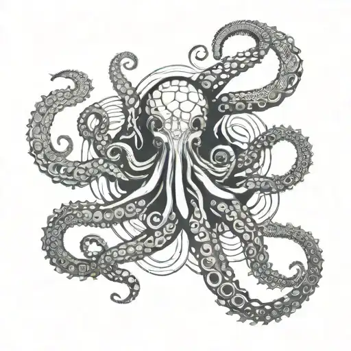 A Cosmic Octopus Intertwined With Symbols Of Ancient Gods From Various Civilizations