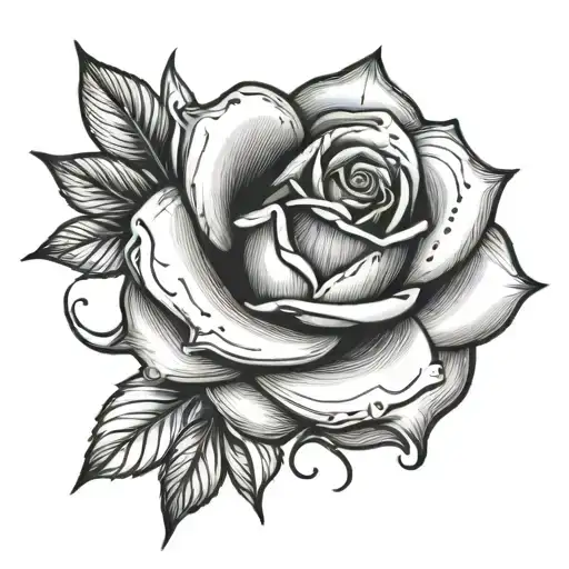 Hand Tattoo With Rose And The Number 27 Above It