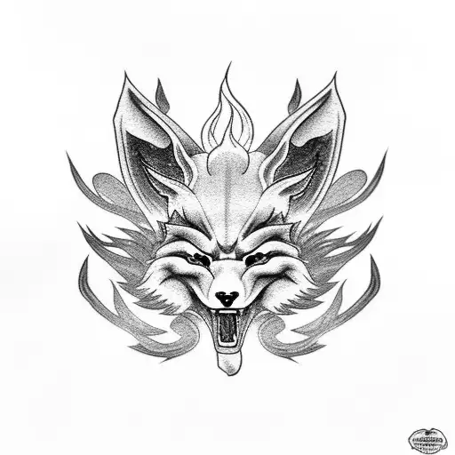 Fox Demon Oni With Datura Flowers