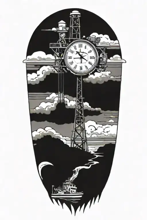 Oil Rig With Clock And The Name Grandpa