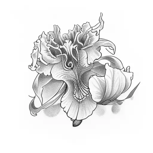 Crow's Wing With Iris Flower