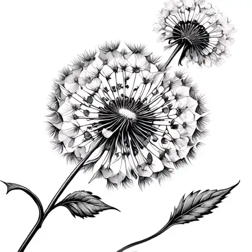 Dandilion Flower With Long Stem Gothic Style