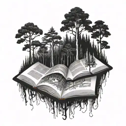 A Mystical Forest With Hidden Book Passages Leading To Different Worlds