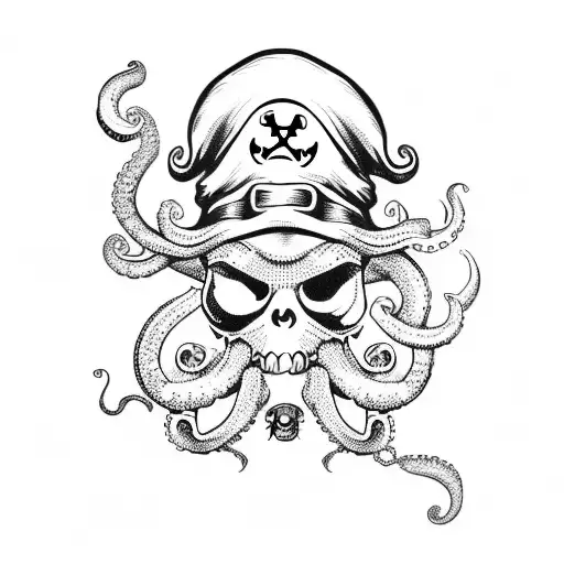 A Pirate Octopus Holding A Treasure Map