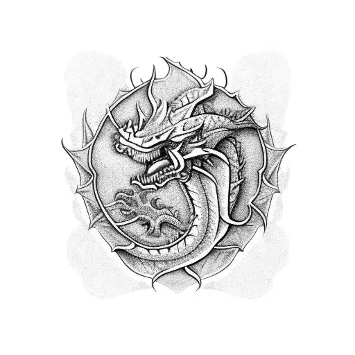 Medieval Floral Dragon Shoulder