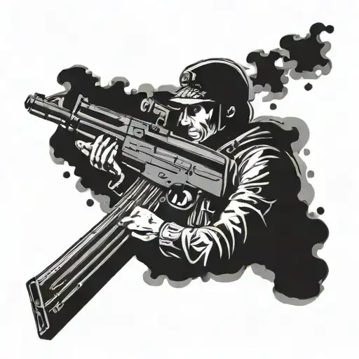 Dead Military Man With An Ak 47 Assault Rifle