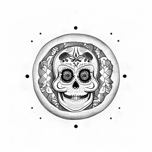 Crescent Moon Shaped Sugar Skull