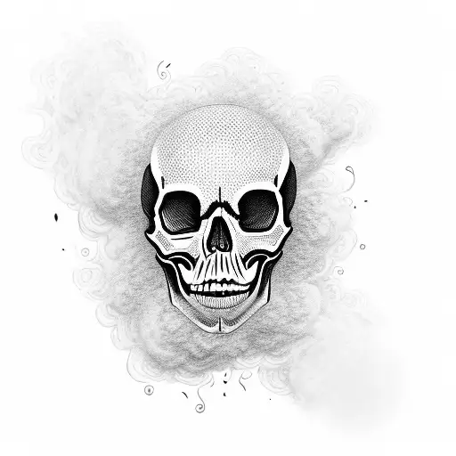A Skull Engulfed In A Swirling Cloud Of Thoughts