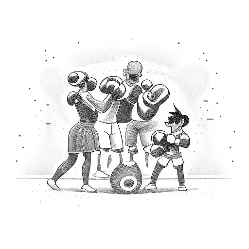 A Boxing Ring Filled With Cartoon Characters Cheering On The Fighters