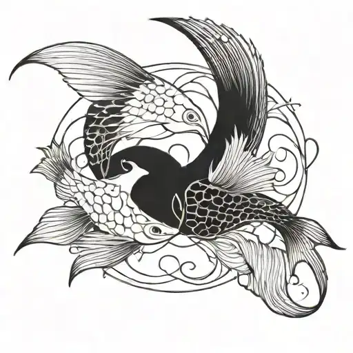 Pelcan Vs Flying Fish Ying Yang Symbol Formed