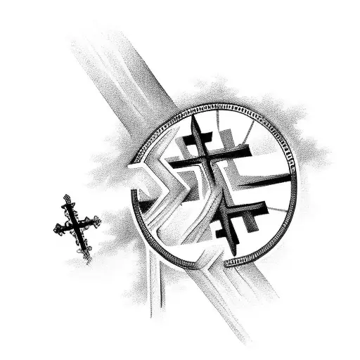 Christian Cross In The Middle Of A Forest