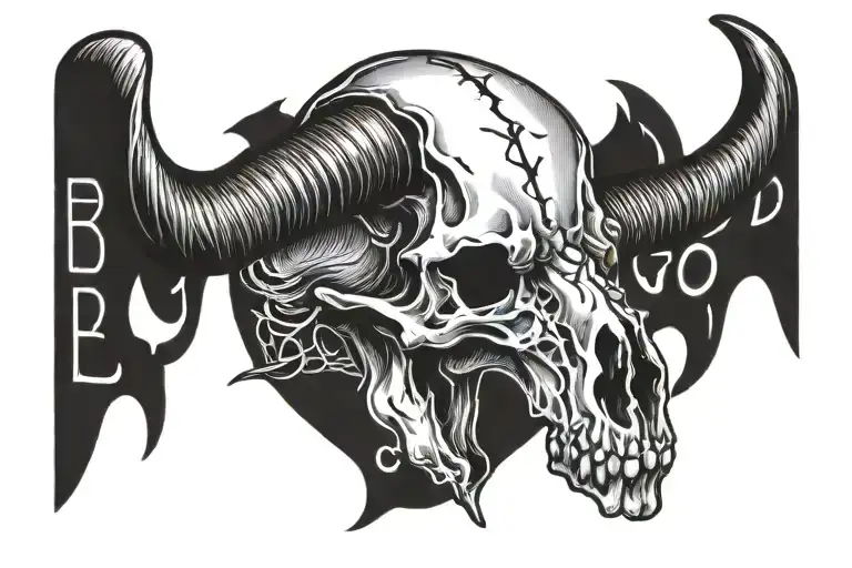 Long Horn Skull With Be Good Or Be Good At It In The Horns In A Western Font