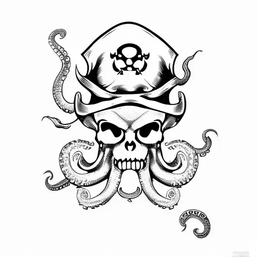 A Pirate Octopus Holding A Treasure Map