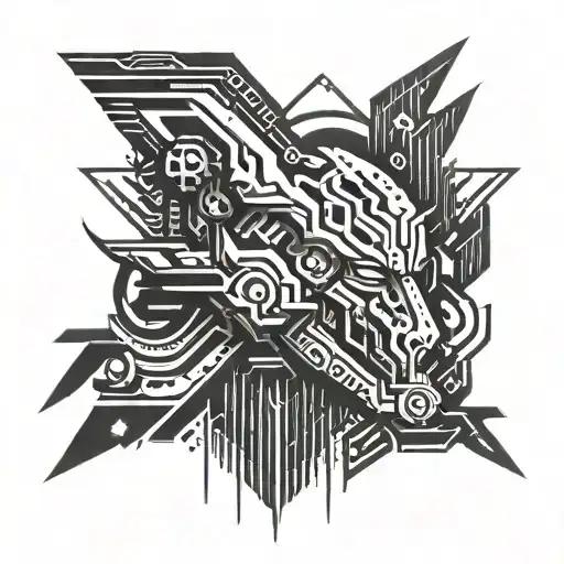 Cyberpunk Tribal Design With Futuristic Elements Inspired