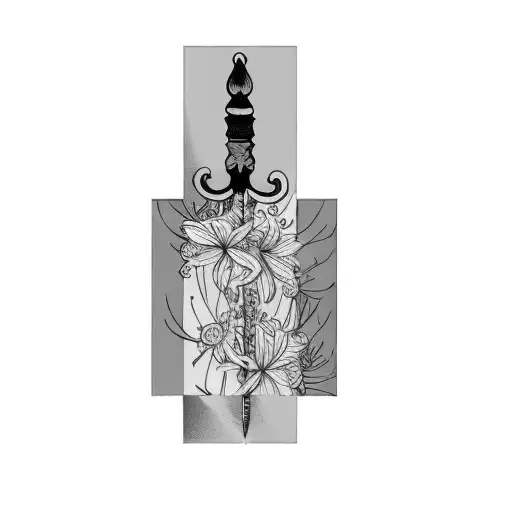 A Dagger Stabbing Through Flowers