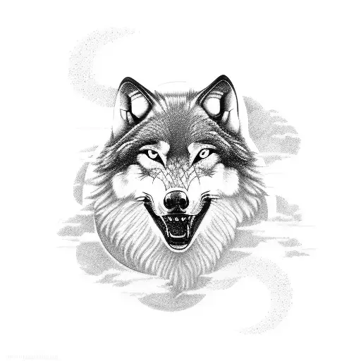 A Majestic Wolf Howling At The Moon With A Backdrop Of The Upper Peninsula Of Michigan