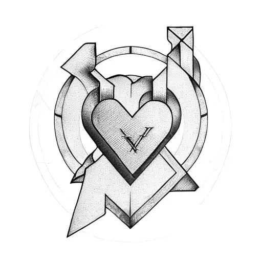 Initials In Arrow Heart