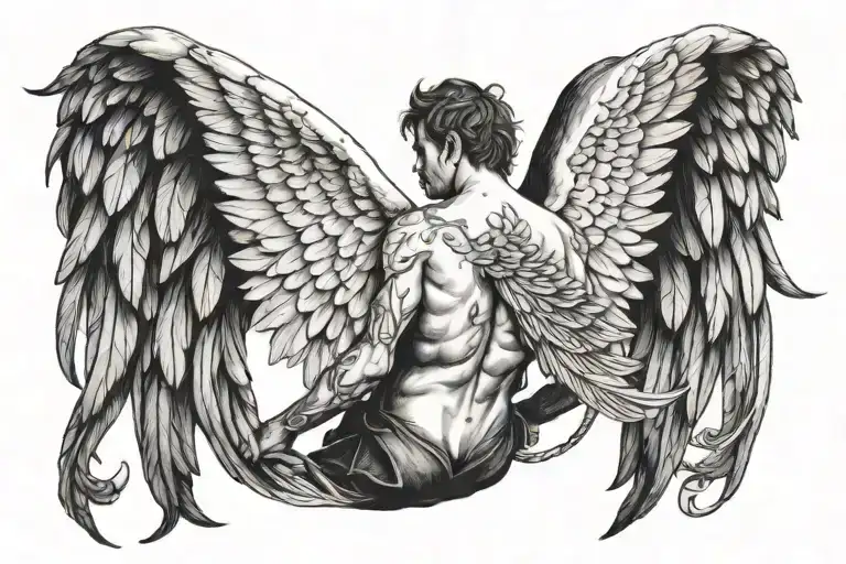 Male Angel With Wings For On The Back