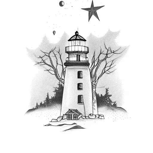 Lighthouse Growing Out Of Tree Trunk