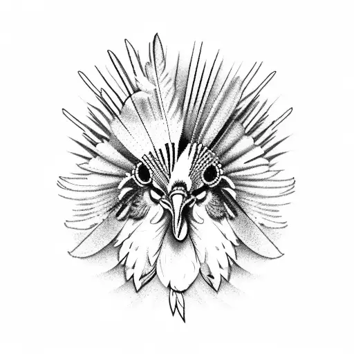 Rooster With Native American Feathers