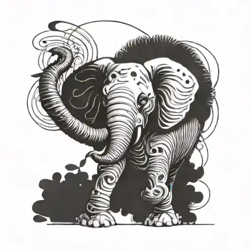 An Elegant Elephant Gracefully Dancing To The Beat Of Music Notes
