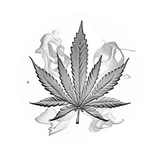 A Cannabis Leaf Intertwined With A Hunting Knife