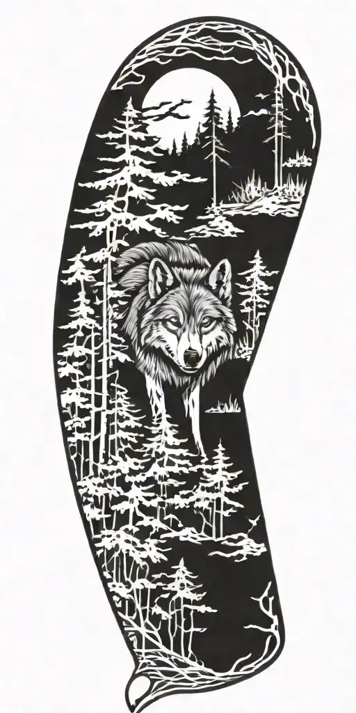 Wolf In The Forest Knife