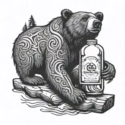 Bear On A Vodka Bottle