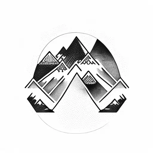 A Silhouette Of A Mountain Range With Sound Waves Emanating From A Guitar