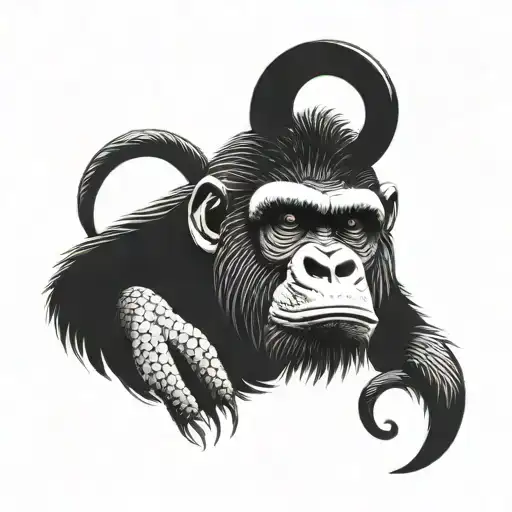 Gorrila Head And Snake